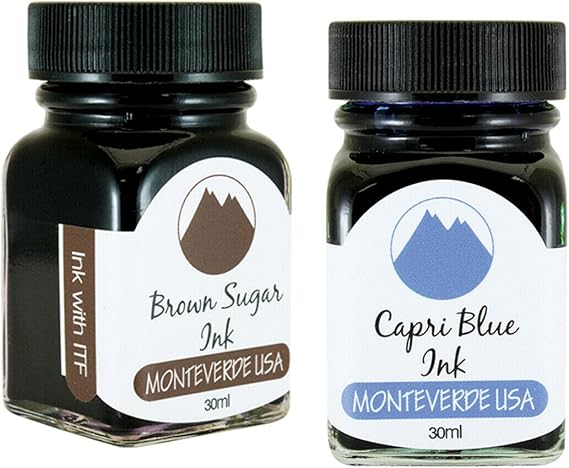 Monteverde 60ml Core Fountain Pen Ink Bottle (30ml Brown Sugar Ink Bottle G309BS, 30ml Capri Blue Ink Bottle G309CB)