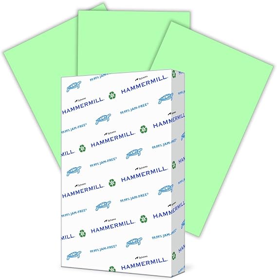 Hammermill 103374 Multi-Use Color Paper, 8-1/2 x 14, 20lb, Green, 500 Sheets/Ream