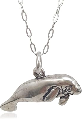 EnCharmed Sterling Silver Manatee Sea Cow - Tranquility and Trust - Nautical and Marine Themed Charm Necklace, 18