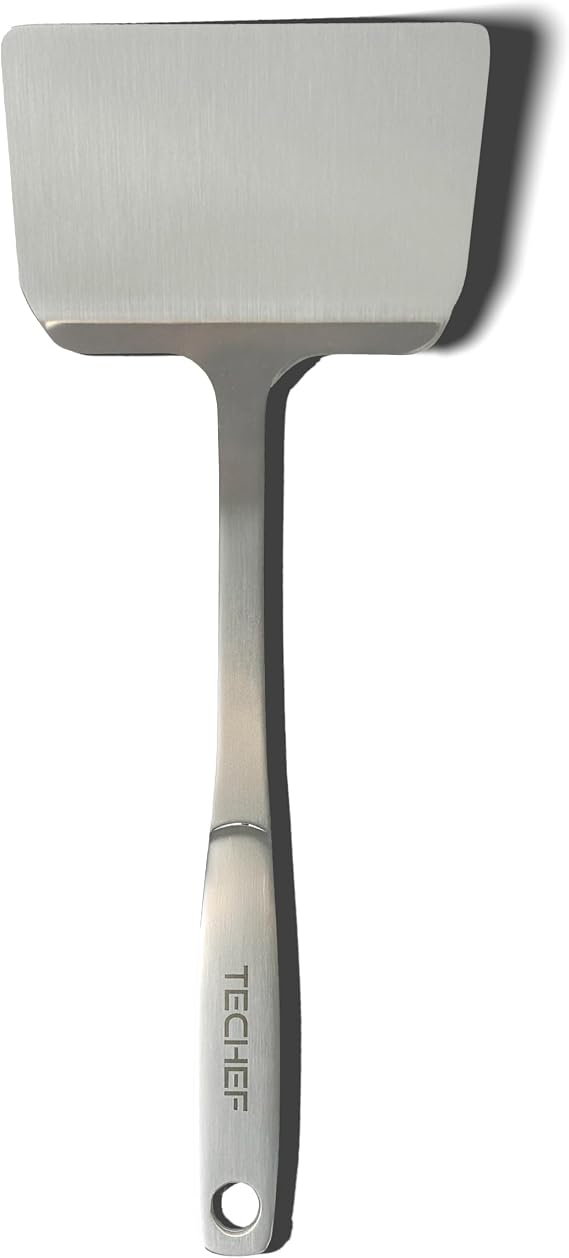TECHEF - ChefCore 304 Stainless Steel Solid Turner Spatula with Ergonomic Handle, One-Piece Unibody Design, Rustproof & Heat Resistant, 10.5" Serving Utensil Made in Korea
