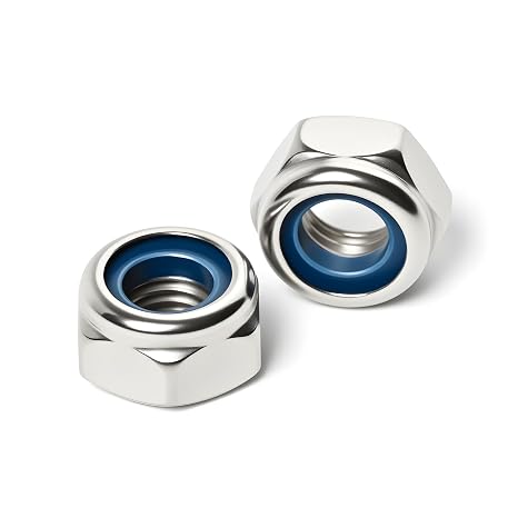 (50 Pack) #8-32 Nylon Insert Locknuts, 304 Stainless Steel 18-8 Nylock Nuts, Coarse Thread, Hex Drive, Bright Finish, for Furniture, Tools, Handle, Repairing Jobs