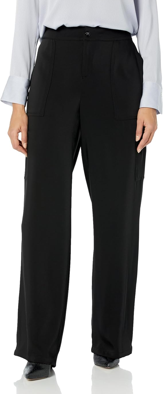 KARL LAGERFELD Paris Women's Sportswear Cargo Pants,Black,Large