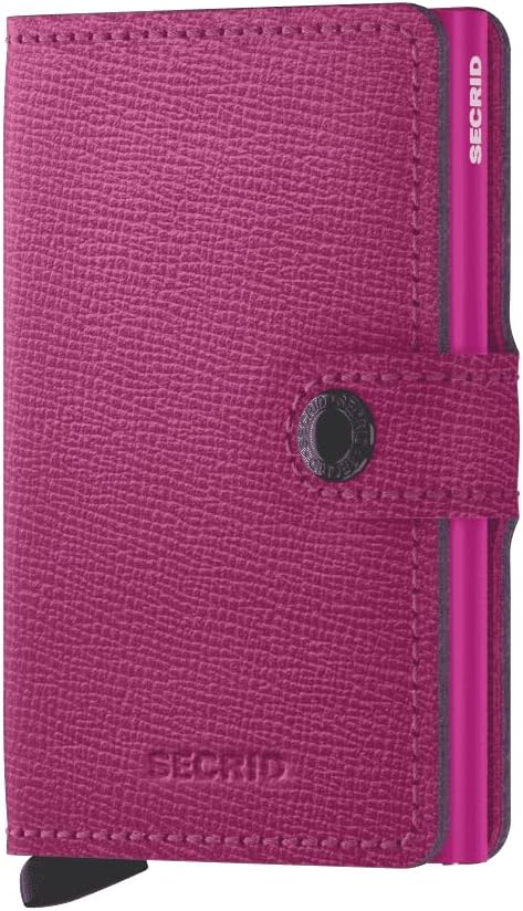 SECRID Miniwallet Crisple Fuchsia Leather Wallet - RFID Protected, Unisex, Minimalist Style, High Denier, 3 Compartments, 10 Card Slots, 72g, 102x21mm, For Adults