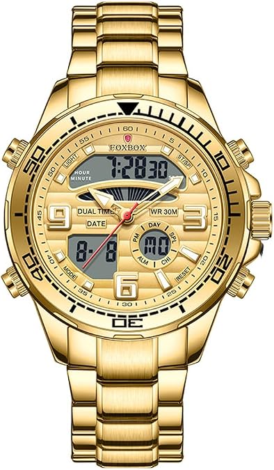 Men Luxury Dual Display Luminous Waterproof Analog Quartz Digital Wrist Watch Couple Watches