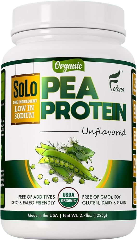 SOLO Organic Pea Protein Isolate, Unflavored Vegan Protein Powder (2.7 lbs)