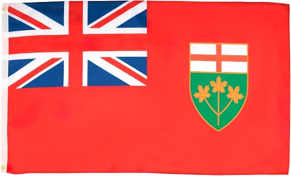 AZ FLAG - Ontario Flag - 3x5 Ft - 100D Polyester Canada - Canadian Region Of Ontario Banner with Two Metal Grommets - Fade Resistant - Vivid Colors - 3' x 5' Feet - 150x90 Cm