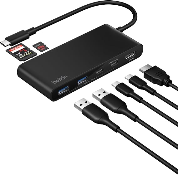 Belkin USB-C Hub 7-Port 4K HDMI SD MicroSD 100W PD for Neo MacBook & More