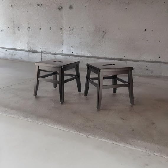 Ergode Wood Kaya Conductor Stools - Lightweight & Portable, Coffee Finish, 2-Pc Set
