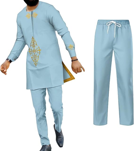 African Traditional Clothes for Men Dashiki Agabada Robe Suits