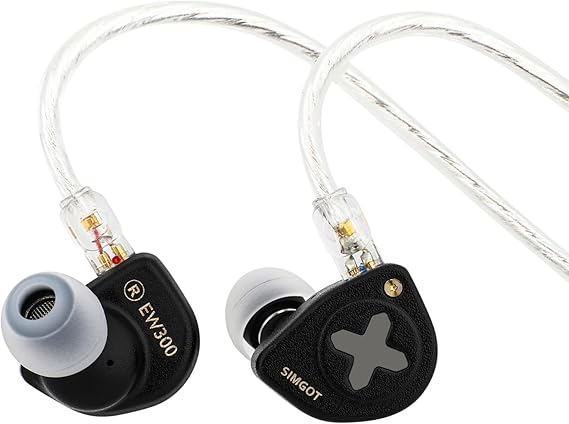 Linsoul SIMGOT EW300 1DD+1Planar+1PZT Hibrit Sürücülü Kulak İçi Monitör, Kablolu Kulaklık IEM, Çıkarılabilir Nozullu Oyun Kulaklıkları, Gümüş Kaplama OFC IEM Kablosu (DSP Sürümü, MİKROFONLU)