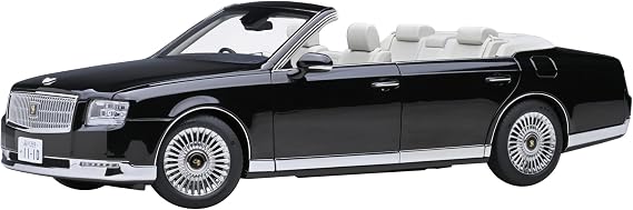 Century Open Car Convertible RHD (Right Hand Drive) Black with White Interior 1/18 Model Car by Autoart 79531