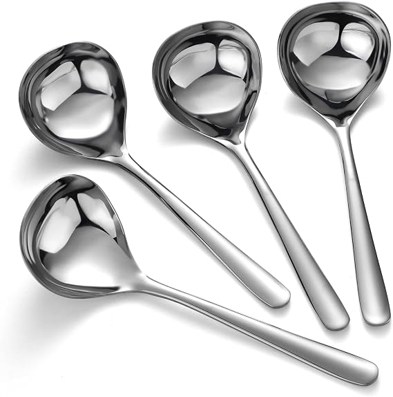 Soup Spoons Stainless Steel Ramen Spoon Set of 4 Heavy Duty Big Spoon