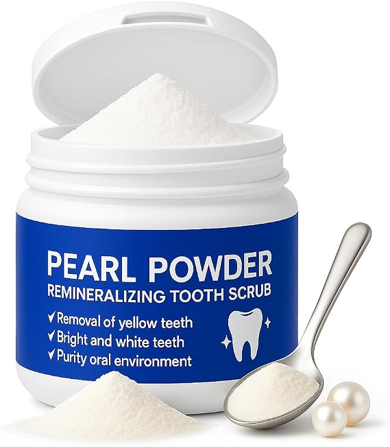 Pearl Powder Remineralizing Tooth Scrub, Remineralizing Tooth Powder with PearlPowder for Cleaner Healthier Teeth, 50g