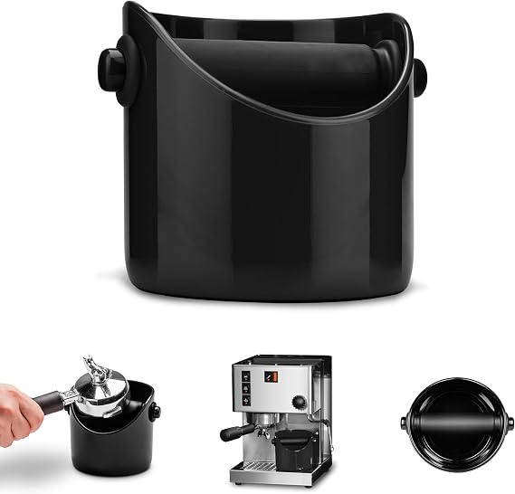 Dreamfarm Grindenstein Sturdy, Compact, Modern Space-Saving Espresso Coffee Grind Knock Box - Black
