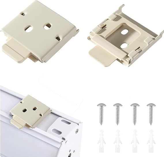 Universal Replacement mounting Brackets for Roller Blinds (Top Rail Spring Buckle,Beige)