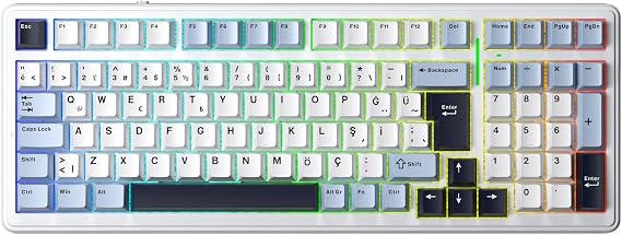 Aula F99 Mekanik RGB GrayWood V4 Switch 3 Modlu Kablosuz Makrolu Hot Swap Türkçe Q Klavye Lacivert