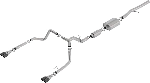BORLA 140774BC Cat-Back Perf. Exh. Sys. for 2019-2023 Chevrolet Silverado 1500 V8 & GMC Sierra 1500 5.3L V8 S-Type Sound Dual Split Rear Exit Dual 3.5" Round Black Chrome Tips Each Side
