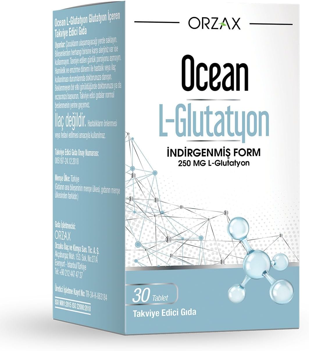 Orzax Ocean L-Glutatyon 250 mg, 30 Tablet, İndirgenmiş Form