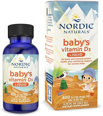 Nordic Naturals Babys Vitamin D3, Unflavored - 0.76 oz - 400 IU Vitamin D3 - Healthy Bones, Immune System Support, Normal Sleep Rhythms - Non-GMO, Certified Vegetarian - 90 Servings