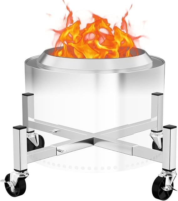 Hisencn 15-27'' Fire Pit Rolling Stand for Solo Stove and Other fire fit