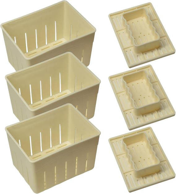Tofu Press,3Pcs Homemade Tofu Maker,Food Grade PP Tofu Mold,Rectangular DIY Cheese Press Kitchen Gadgets, Cloth Not Included - 5.5x4.3x3.7in