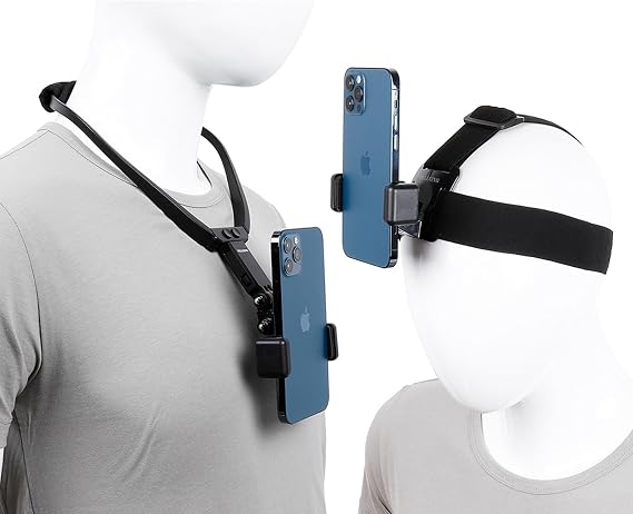 Pellking POV/Vlog Smartphone Head Strap Mount Selfie Neck Holder Mount Kit,Compatible with iPhone Samsung Smartphones,Hero 9, 8, 7, 6, 5, 4, 3, 2, 1, DJI Osmo Action...