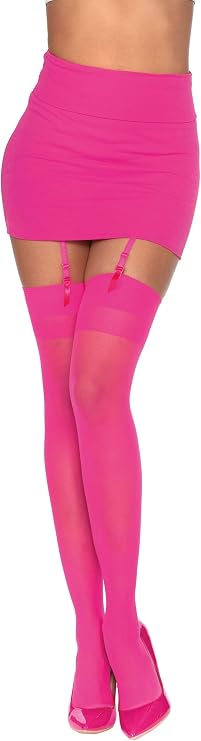 Dreamgirl Women's White Thigh High with Back Seam