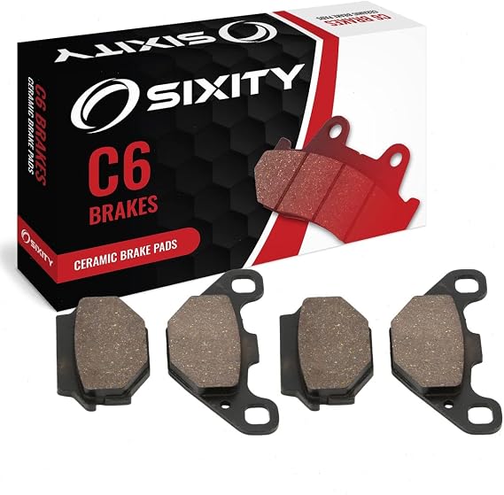 Sixity C6 Front Rear Ceramic Brake Pads compatible with Kawasaki KXT250 Tecate 1985 Complete Set