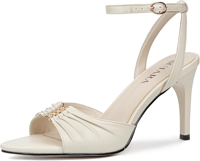 Stiletto High Heeled Sandals for Women Pointed Peep Toe Heels Adjustable Ankle Strap Pumps