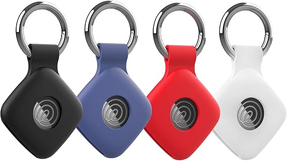 4 Pack Case for Tile Mate 2024 Tracker, Soft Silicone Holder Anti-Scratch Finder Protective Cover with Carabiner Accessories (Black+Blue+Red+White)