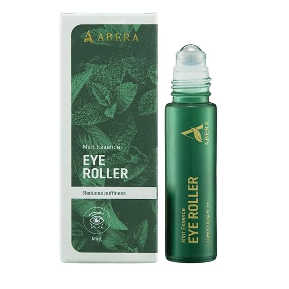 Abera Eye Roller Serum Eye Bags Treatment For Men with Mint, Vitamin C & Peptides Cooling Roller for Puffiness & Dark Circles 0.34 Fl Oz