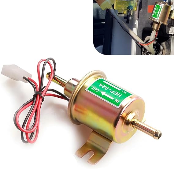 Electric Fuel Pump, 12V Inline Low Pressure Fuel Pump, Metal Electric Fuels Pumps,for All 12 Volt Cars Carburetor Lawn Mowers Small Engine Motorcycles ATVs Trucks (Gold)