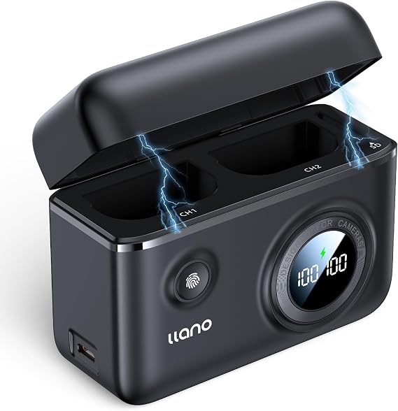 llano LP-E6NH LP-E6P Camera Battery 18W Fast Dual USB C Charger, Compatible with Canon EOS R5, R6 Mark II, R6 Mark III,5D 6D 7D Mark II III IV, 60D, 70D, 80D, Smart Display, Magnetic Snap Cover