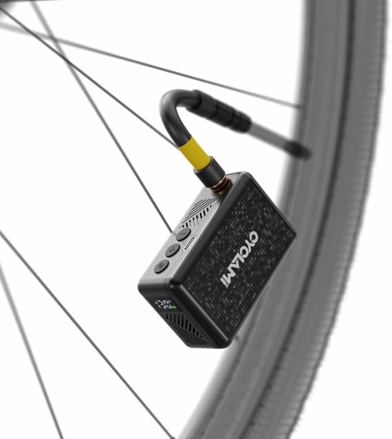 MINI Bike Pump with Gauge - 130PSI Electric Auto Stop Bicycle Air Pump | Memory Function | Low Noise&Low Vibration | Presta/Schrader Valve | Emergency Light | 700mAh for 4 Road Tires