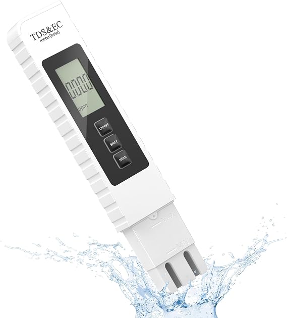 TDS Meter Digital Water Tester, 3 in 1 TDS EC & Temperature Meter(C, F) 0-9990 ppm Water Quality Tester Portable Water Testing Kits for Hydroponics Aquariums Spa Water RO/DI Systems