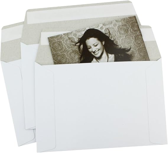 100 EcoSwift 6.5 x 4.5 Rigid Photo Mailers Stay Flats White Cardboard Self Seal Envelopes