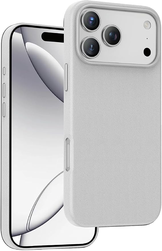 Apple iPhone 17 Pro Max ile Uyumlu Kılıf, Deri Kaplama, Soft Görünüm, MagSafe, Premium Kapak, Krem