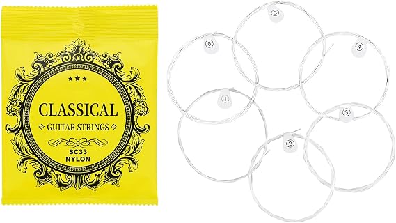 6Pcs Classical Guitar Strings Nylon Replacement Folk Guitar Nylon Strings 6-String Guitar Strings for Acoustic Folk Guitar Accessories