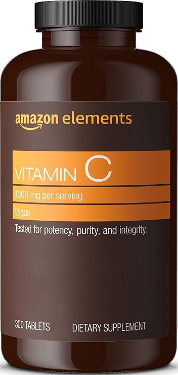 Amazon Basics Vitamin C 1000mg, Supports Healthy Immune System, Vegan, 300 Tablets, 10 month supply (Previously Amazon Elements)
