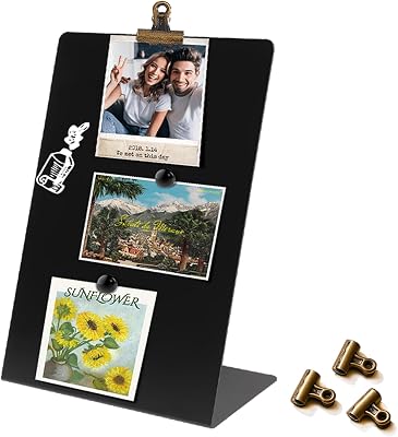 Magnetic Display Board - Desktop Metal Memo Board for Notes & Photos, 11x9.8 Inch Small Black Magnetic Bulletin Board, Includes Clips for Office, Room Decor 9.8  13.7inch, Count, 3