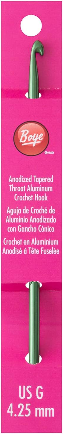 Boye 332621800GM Aluminum Crochet Hook, Size G, 4.25 mm, 6''