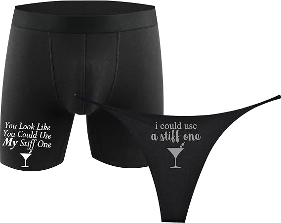 Wedding Bride Groom Couples Underwear His or Hers Stiff One Funny Sayings Gag Gift (Set of 1) Sold Separately