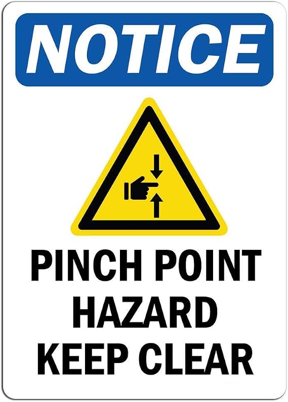 Vinyl Stickers - Bundle - Safety and Warning & Warehouse Signs Stickers - Notice - Pinch Point Hazard Keep Clear Sign with Symbol - 3 Pack (3.5" x 5")