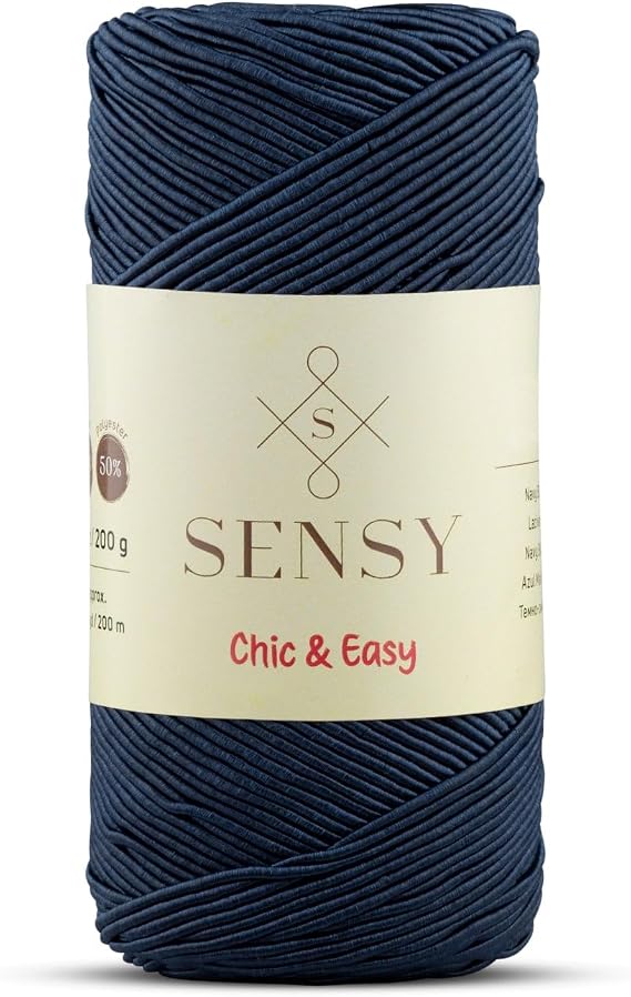 S Sensy Chic& Easy-Cotton&Polyester Blend #3 Light Yarn Navy Blue 219 Yards