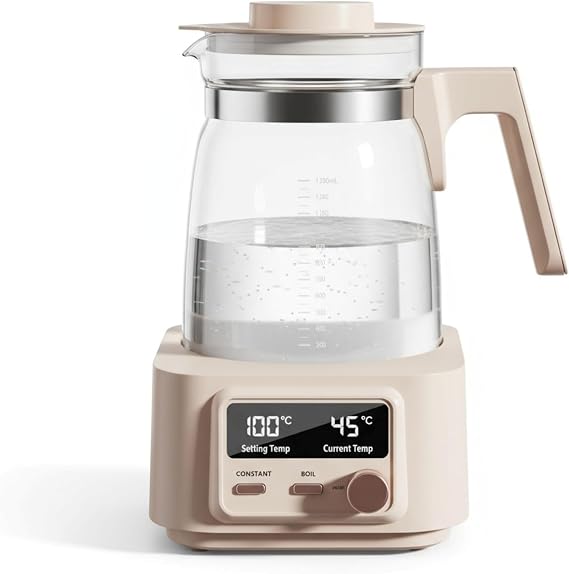 Babysmooth Smart Kettle Pro Glass Electric Kettle, 1.3L Digital LED Kettle with 40-100C Temperature Control, 72H Auto Keep Warm, Silent Operation, BPA-Free for Baby Formula, Tea & Coffee Brewing