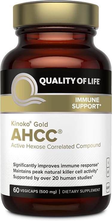 Quality Of Life AHCC - Kinoko Gold 500 mg - 60 VegiCaps (Pack of 2)