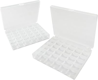 Sewing Machine Bobbins Box, 2Pack 36 Slots Empty Bobbins Spools Box, Sewing Craft Plastic Case Storage Box for Sewing Machine.