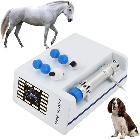 Physiotherapy Shock Wave Machine for Horse, Tendon Strain and Knee Pain Relief, 300MJ ESWT Shockwave Therapy Machine, Painless Massage Silver
