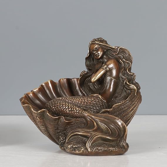 Mermaid Statue Figurine Bronze Small Brass Sculpture Home Decor