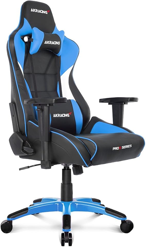 AKRacing Pro-X V2 Gaming Chair, Blue, Heavy Duty PU Leather, Reclining, Ergonomics, JIS Standards